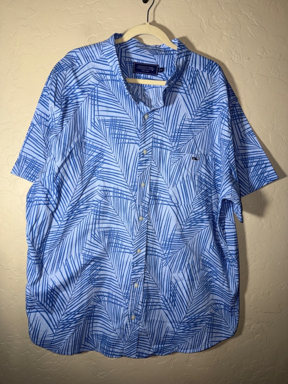 Vinyard vines 2xb blue tropical print short sleeve button up shirt - Picture 5 of 6